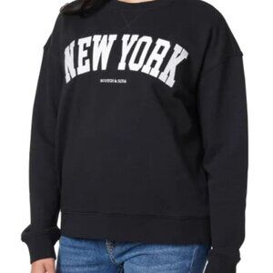 SCOTCH & SODA Women's French Terry “New York” Crewneck Sweatshirt - Black, Large